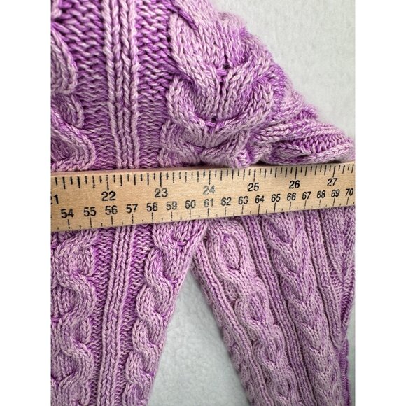 J.Crew Womens Purple Cable Knit Hoodie Sweater 90s Size M - Picture 5 of 6